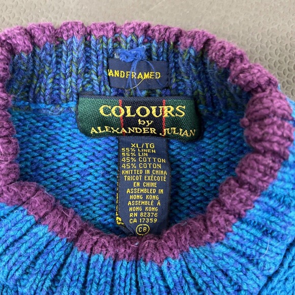 Vintage Colours by Alexander Julian 100% Cotton Cosby Sweater Size XL FS Chrty - Picture 5 of 9